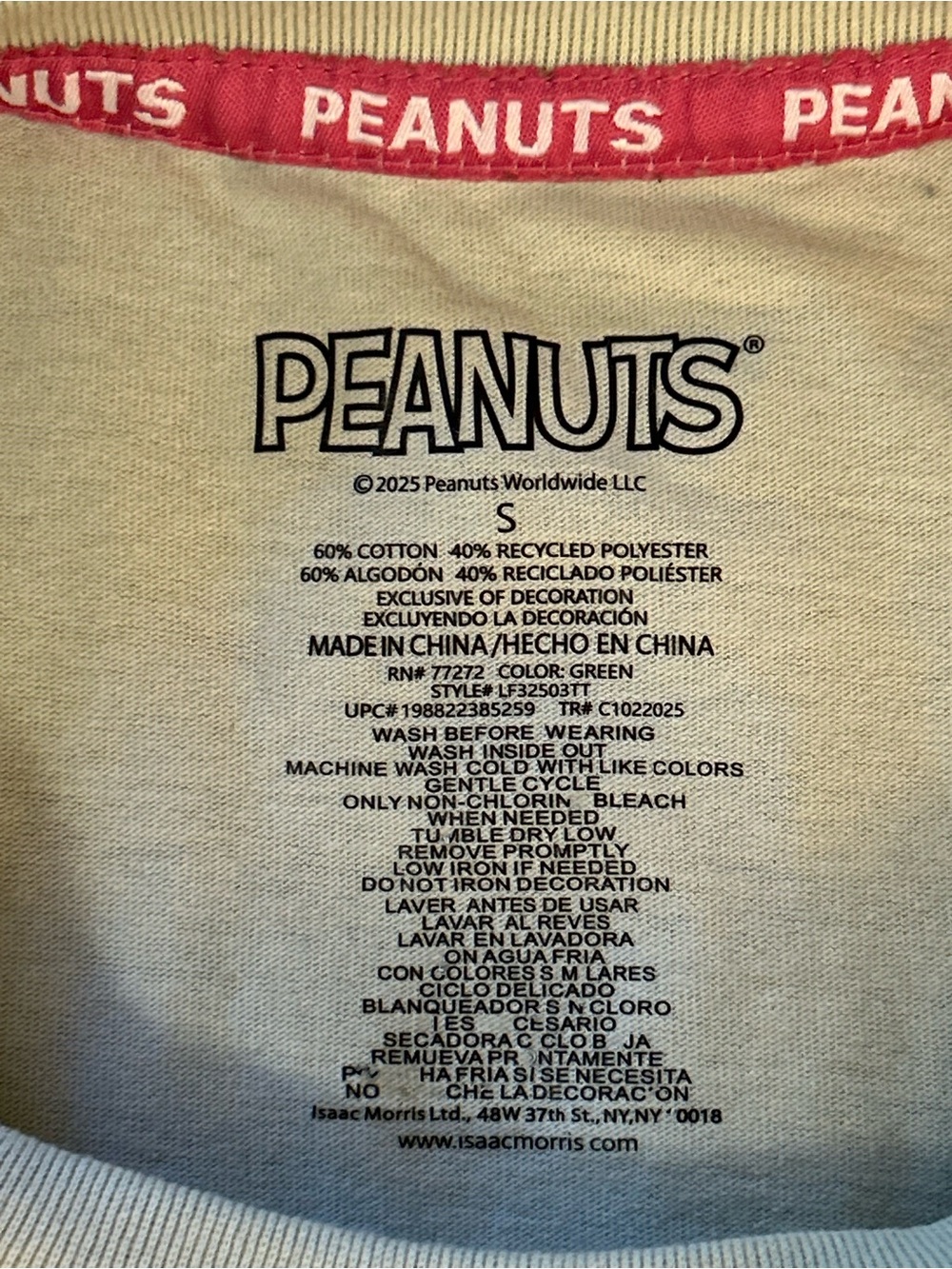 Peanuts by Schulz Snoopy Charlie Brown Graphic Tee Green Size Small - Picture 4 of 10